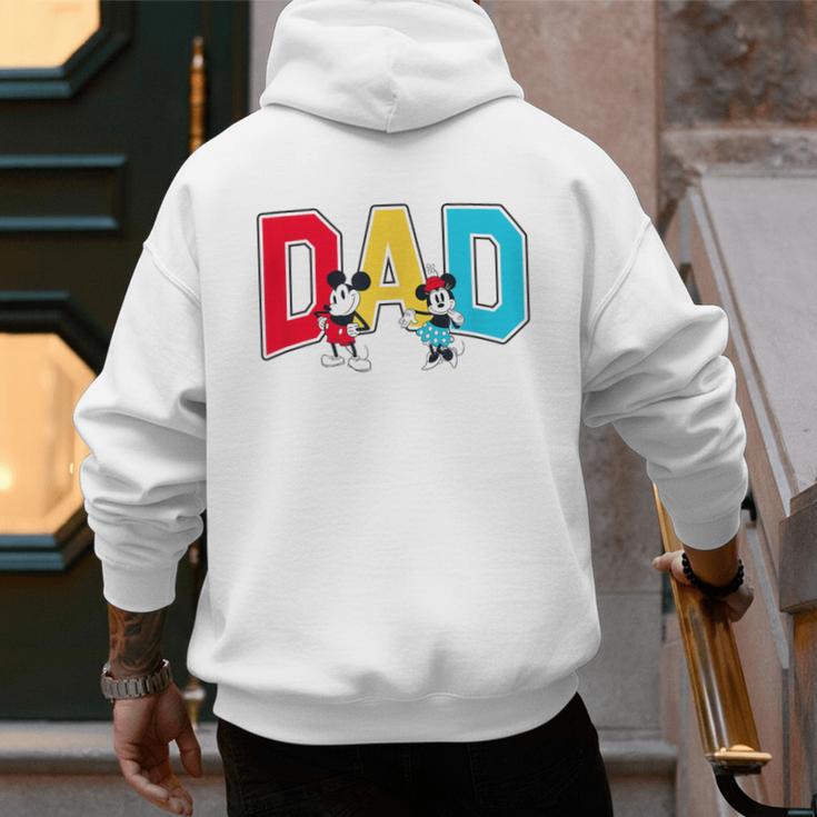 Disney Mickey And Friends Mickey Minnie Dad Collegiate Logo Men's Hoodie Back Print
