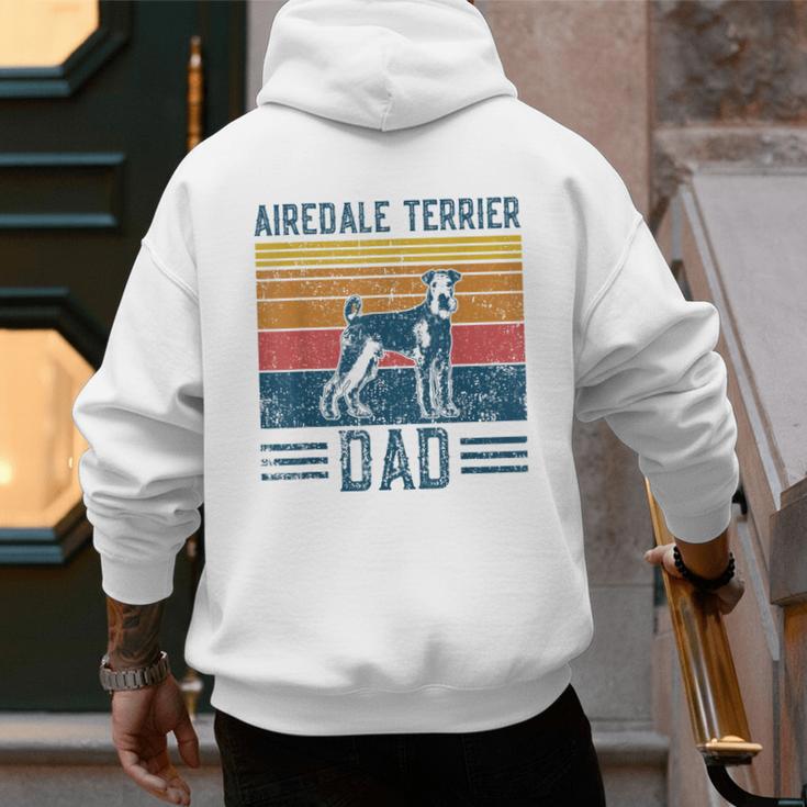 Dog Airedale Terrier Dad Vintage Airedale Terrier Dad Men's Hoodie Back Print