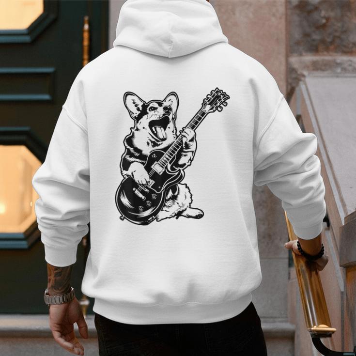 Dog Guitarist Guitar Pembroke Welsh Corgi Dad Mom Men's Hoodie Back Print