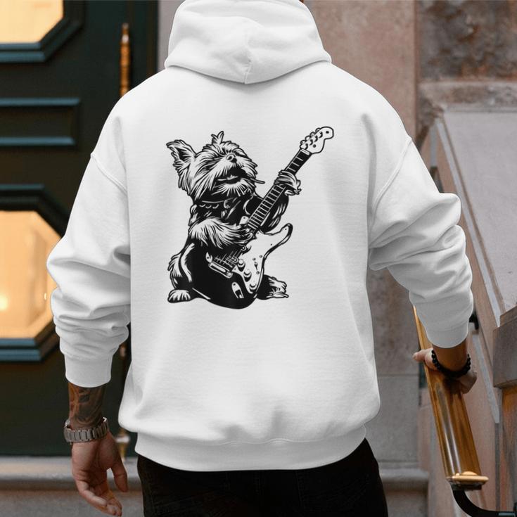 Dog Guitarist Guitar Yorkie Dad Mom For Men Women Men's Hoodie Back Print