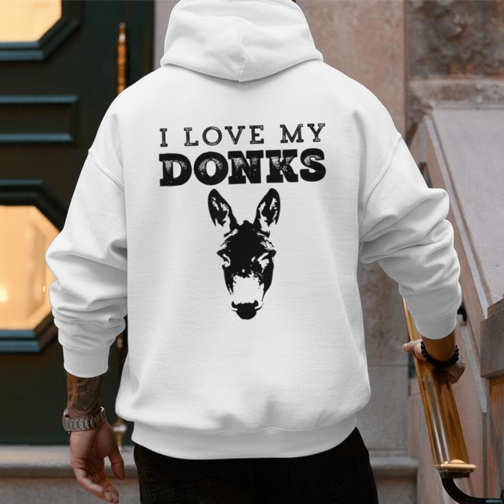 Donkey Mom Or Dad I Love My Donks Farmer Men's Hoodie Back Print