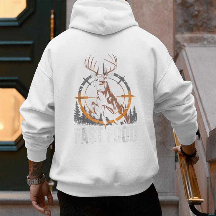 Fast Food Deer Hunting Hunter Dad Tail Buck Men's Hoodie Back Print