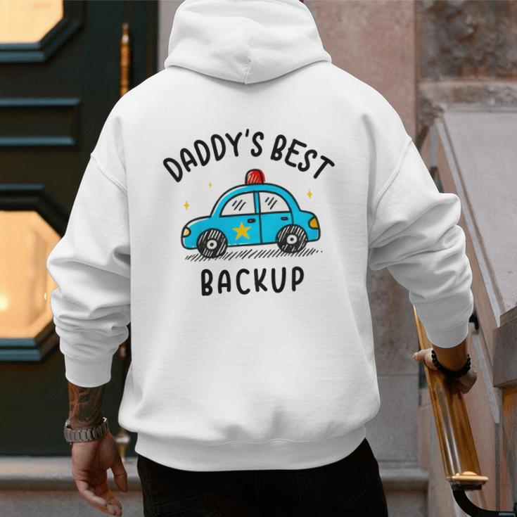 Father Son Daughter Daddy's Best Backup Father's Day Toddler Men's Hoodie Back Print