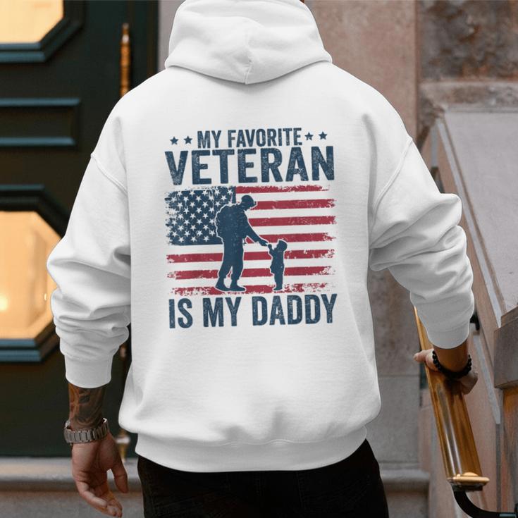 Father Veterans Day My Favorite Veteran Is My Daddy For Kids Men's Hoodie Back Print