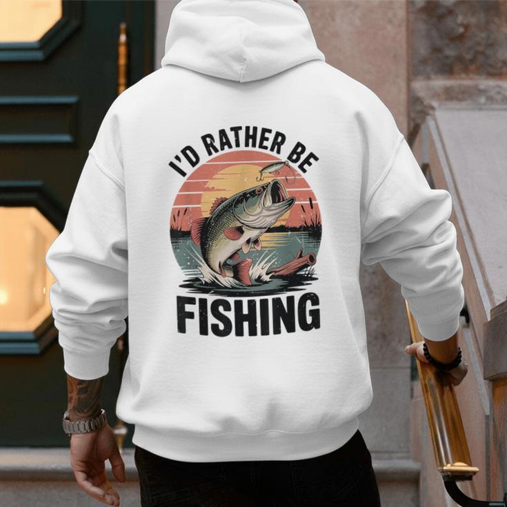 Id Rather Be Fishing Largemouth Bass Fish Dad Jokes Men's Hoodie Back Print