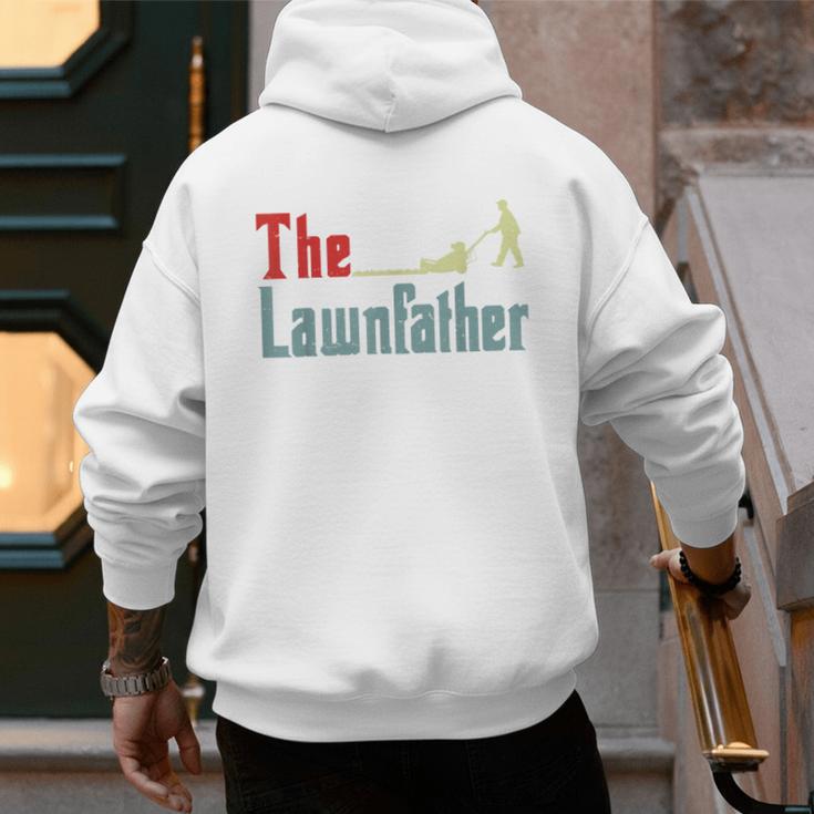 Lawn Mowing Lawnfather Dad Lawn Mower Gardening Men's Hoodie Back Print