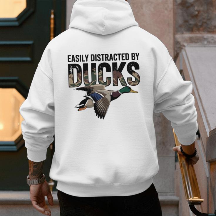 Mallard Duck Hunting Camo Easily Distracted Duck Dad Men's Hoodie Back Print