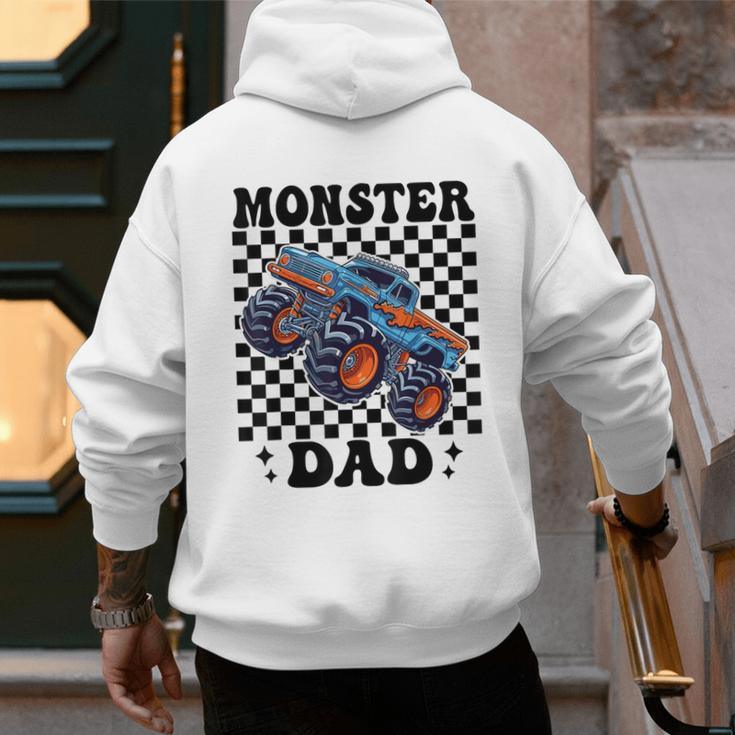 Monster Truck Dad Family Matching Monster Trucks Birthday Men's Hoodie Back Print