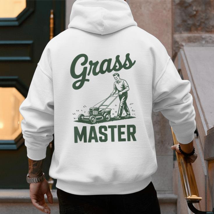 Push Lawn Mower Legend Grass Master Dad Mowing Men's Hoodie Back Print