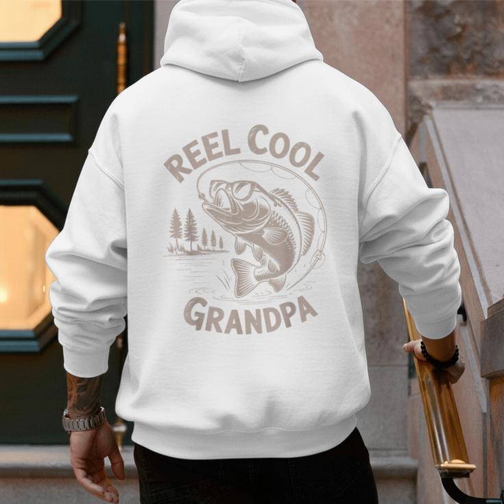 Reel Cool Great Grandpa Step Dad Fishing Father Day Men's Hoodie Back Print