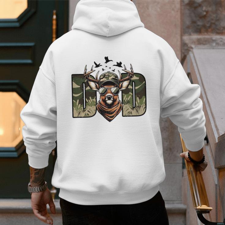 Retro Camo Dad Hunting Camouflage Deer Matching Men's Hoodie Back Print