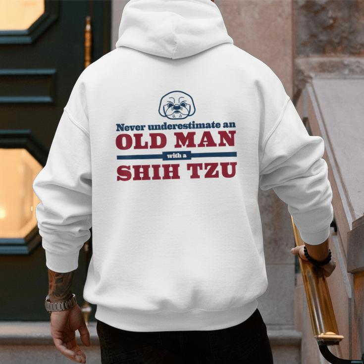 Shih Tzu Dad Shirt Never Underestimate An Old Man Gift Tee Men's Hoodie Back Print