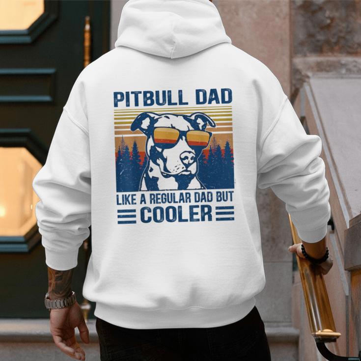 Vintage Pitbull Dad Like A Regular Dad But Cooler Men's Hoodie Back Print
