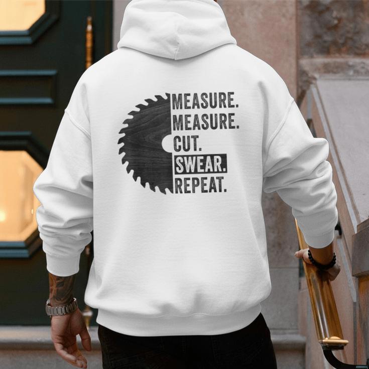 Woodworking Dad Measure Cut Swear Handyman Fathers Day Men's Hoodie Back Print