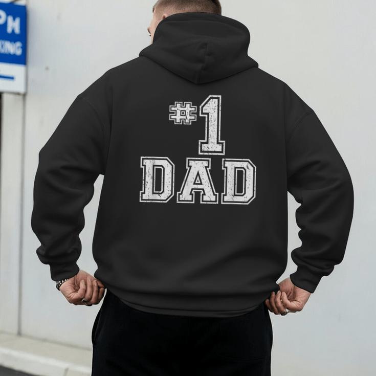 1 Dad Number One Father's Day Vintage Style Men's Hoodie Back Print