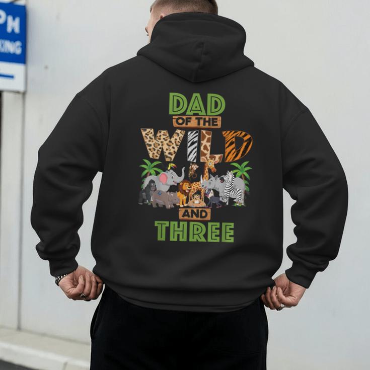 3rd Birthday Zoo Safari Jungle Dad Of The Wild And Three Men's Hoodie Back Print