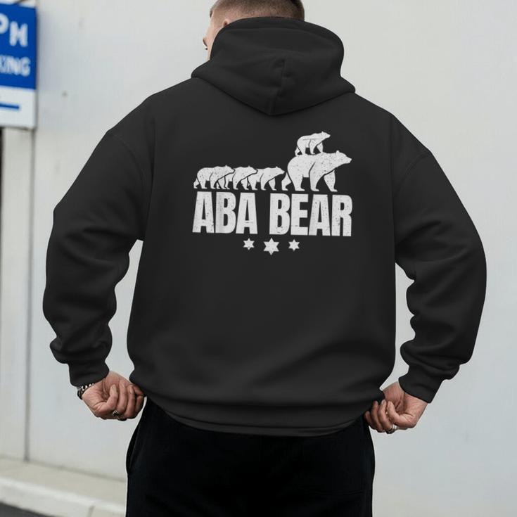 Aba Bear For Jewish Dad With Four Kids On Father's Day Men's Hoodie Back Print Aba Bear For Jewish Dad With Four Kids On Father's Day Men's Hoodie Back Print