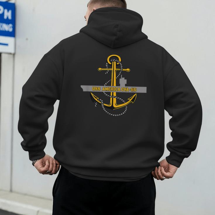 Aircraft Carrier USS America CVA-66 Veterans Day Dad Son Boy Men's Hoodie Back Print
