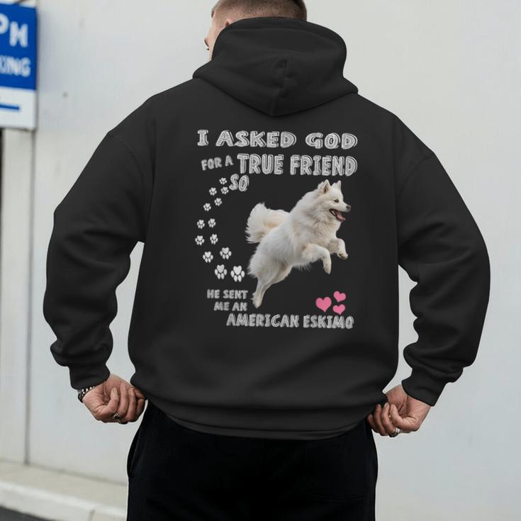 American Eskimo Dog Mom Eskie Dad Art Eskie Lover Quote Men's Hoodie Back Print