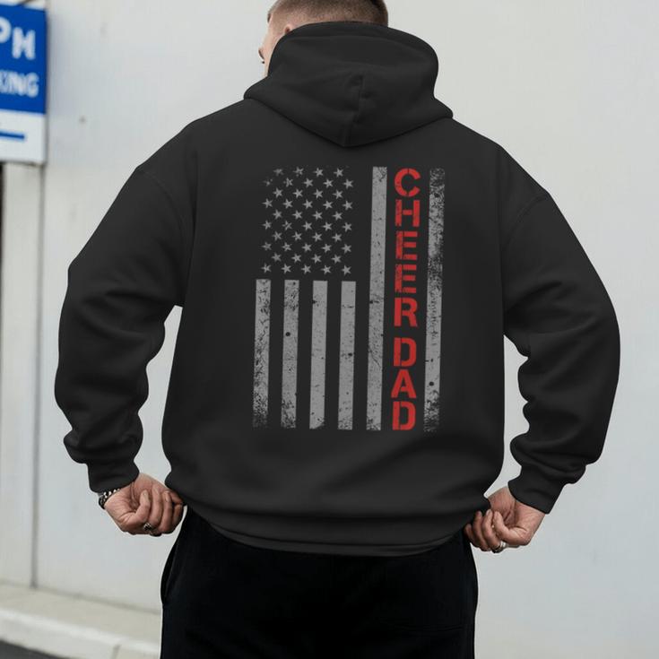 American Flag Cheer Dad Vintage Patriotic Father Cheerleader Men's Hoodie Back Print