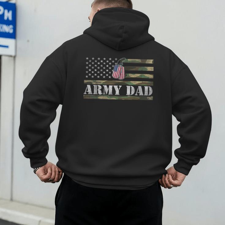 Army Dad With American Flag Camo For Veteran Day Women Kids Men Men's Hoodie Back Print