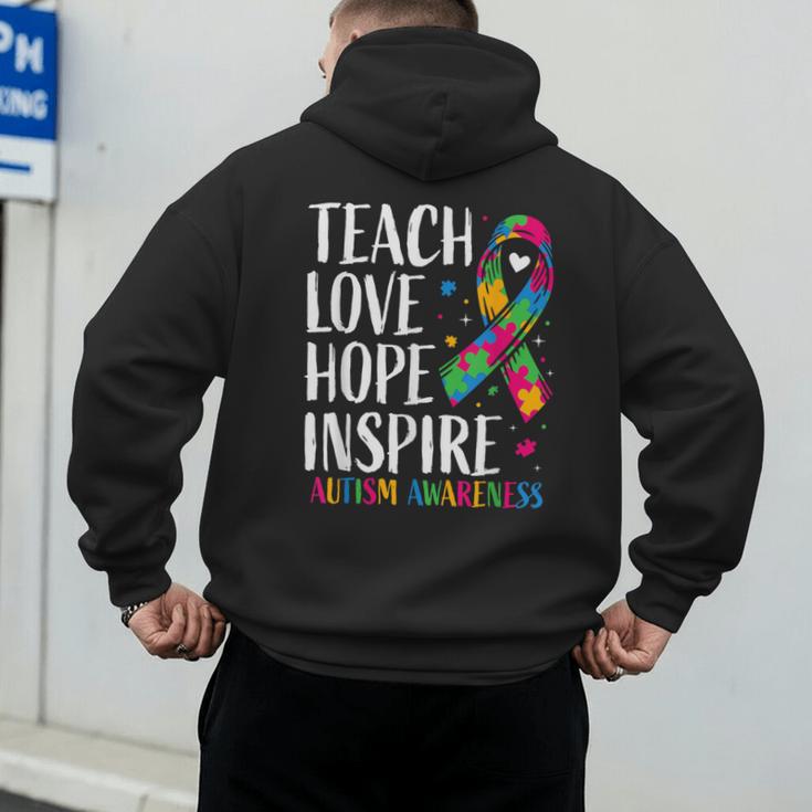 Autism Awareness Ribbon Mom Dad Kids Autistic Support Autism Men's Hoodie Back Print Autism Awareness Ribbon Mom Dad Kids Autistic Support Autism Men's Hoodie Back Print