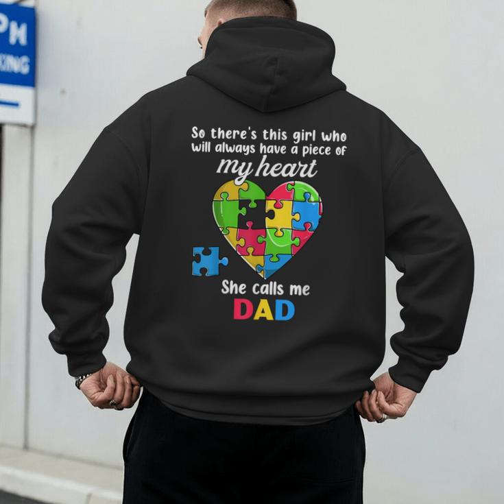 Autism Dad Of Autism Daughter Daddy Shirts Autistic Support Men's Hoodie Back Print