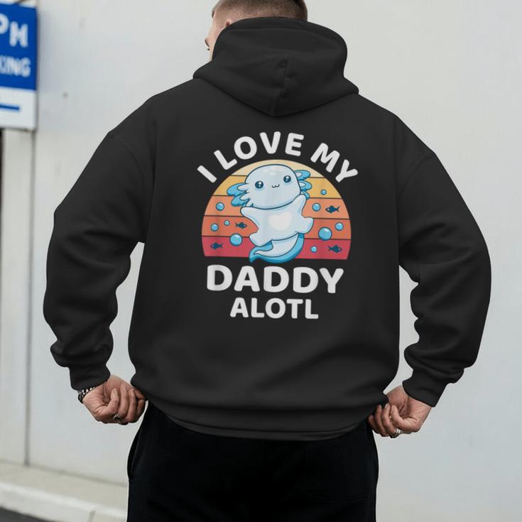Axolotl Kids Teens Retro Sunset I Love My Daddy Men's Hoodie Back Print