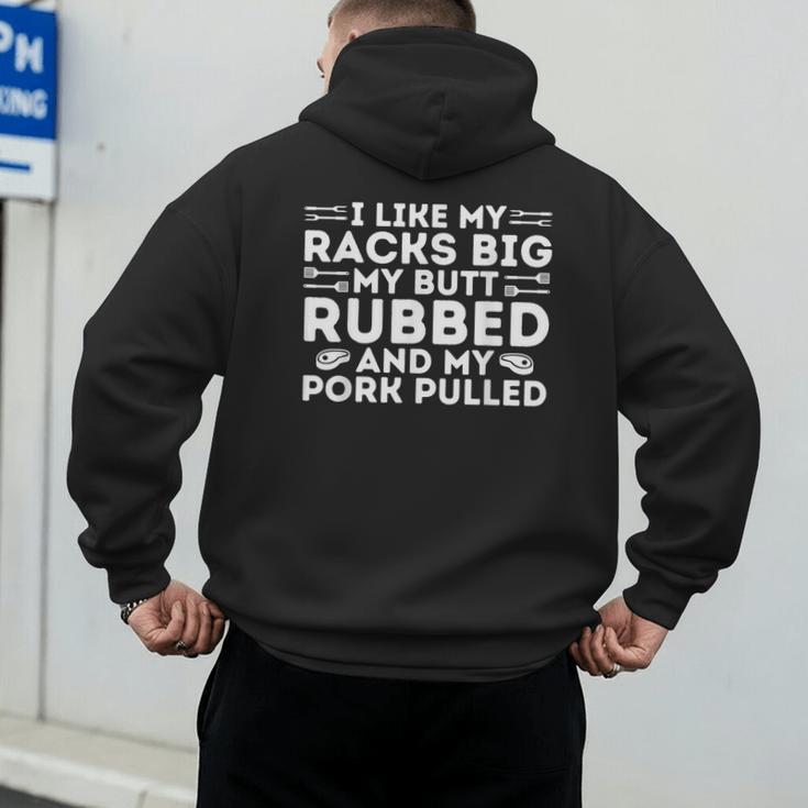 BBQ Barbecue Grilling Butt Rubbed Pork Pulled Pitmaster Dad Men's Hoodie Back Print