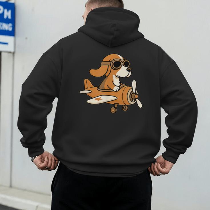 Beagle Flying a Plane Pilot Airplane Dog Mom Dad Men's Hoodie Back Print
