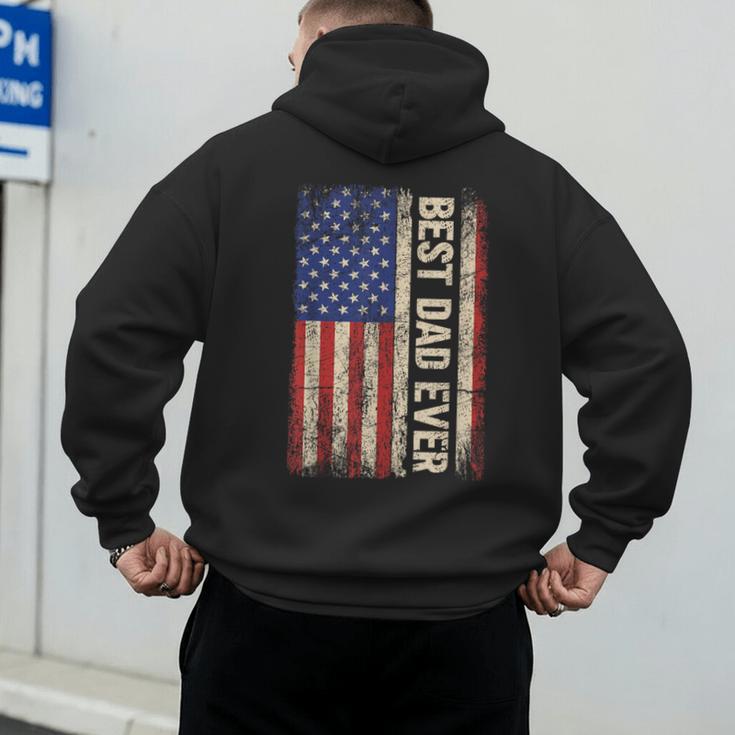 Best Dad Ever US American Flag For Father's Day Men Men's Hoodie Back Print