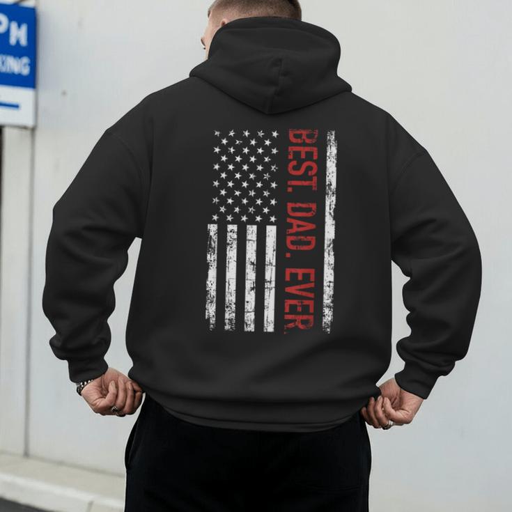 Best Dad Ever US American Flag Gift For Father's Day Short Sleeve Men's Hoodie Back Print