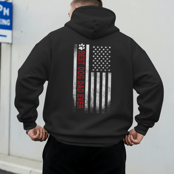 Best Dog Dad Ever American Flag For Best Father Men's Hoodie Back Print