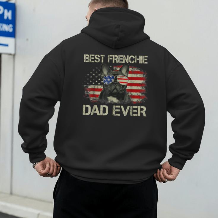 Best Frenchie Dad Ever Bulldog American Flag Men's Hoodie Back Print