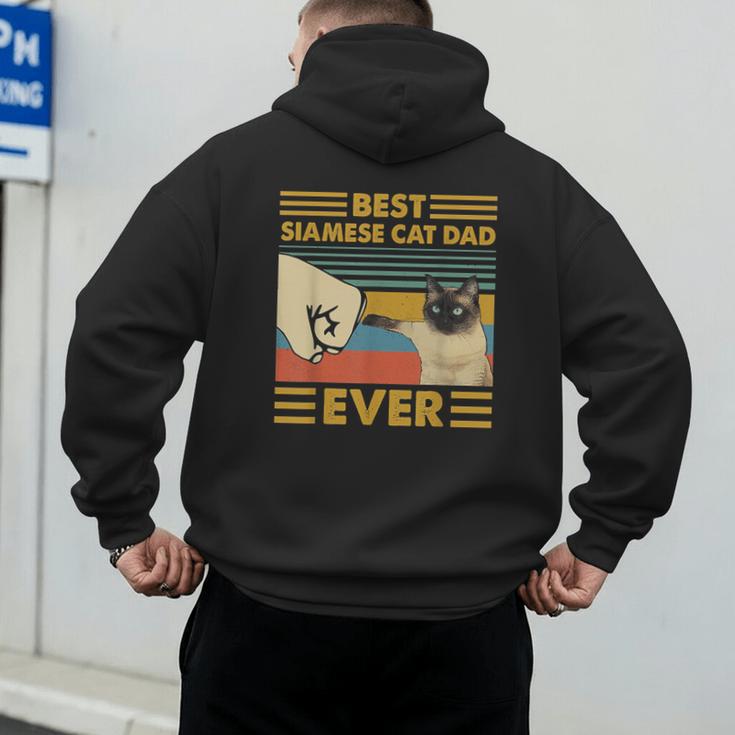 Best Siamese Cat Dad Ever Retro Vintage Sunset Men's Hoodie Back Print