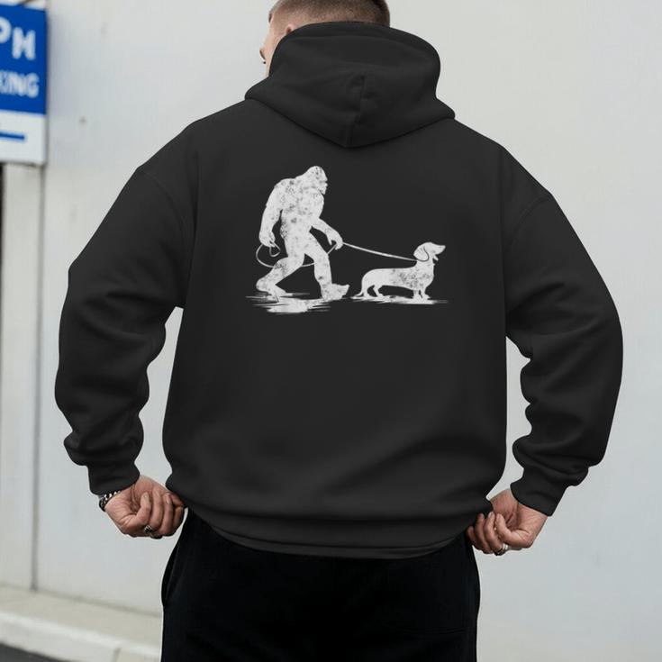 Bigfoot Walking Dachshund Tee Wiener Dog Dad Men's Hoodie Back Print Bigfoot Walking Dachshund Tee Wiener Dog Dad Men's Hoodie Back Print