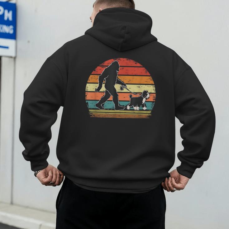 Bigfoot Walking a Dog Bernedoodle Dog Dad Men's Hoodie Back Print