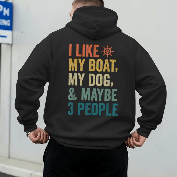 I Like My Boat Dog And Maybe 3 People Retro Sailor Dad Men's Hoodie Back Print