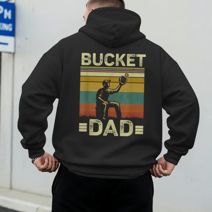 Bucket Dad Softball Dad Baseball Coach Father's Day Men's Hoodie Back Print