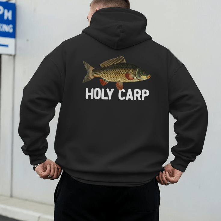 Carp Fish Pun Fishing Trip Fisherman Dad Holy Carp Men's Hoodie Back Print