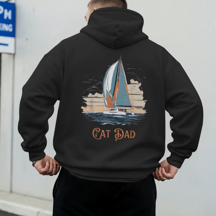 Cat Dad Vintage Catamaran Sailing Men's Hoodie Back Print