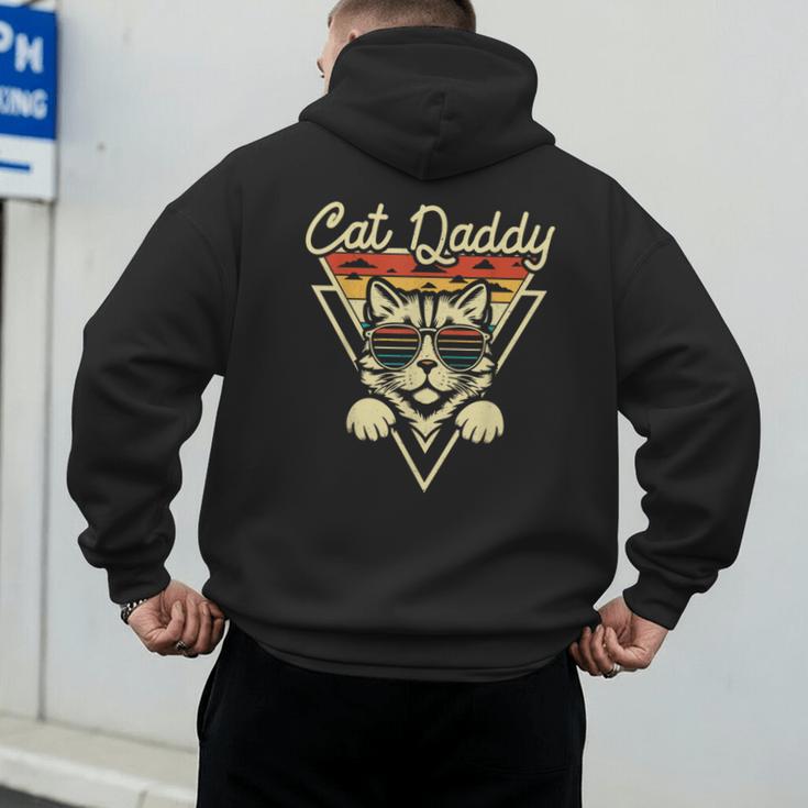 Cat Daddy Retro Sunglasses Cat Fur Dad Papa Vintage Cat Dad Men's Hoodie Back Print