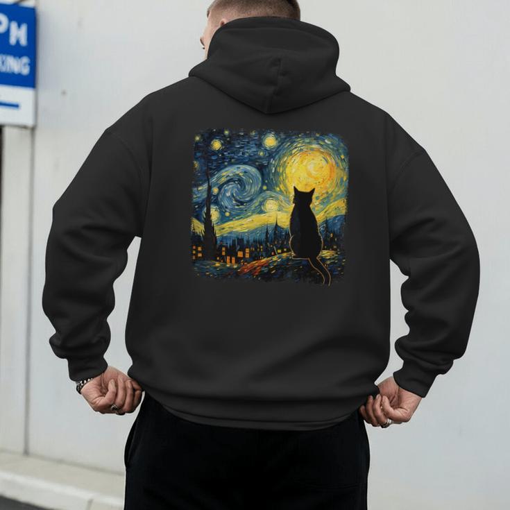 Cat Starry Night Van Gogh Cat For Cat Lover Cat Mom Cat Dad Men's Hoodie Back Print Cat Starry Night Van Gogh Cat For Cat Lover Cat Mom Cat Dad Men's Hoodie Back Print