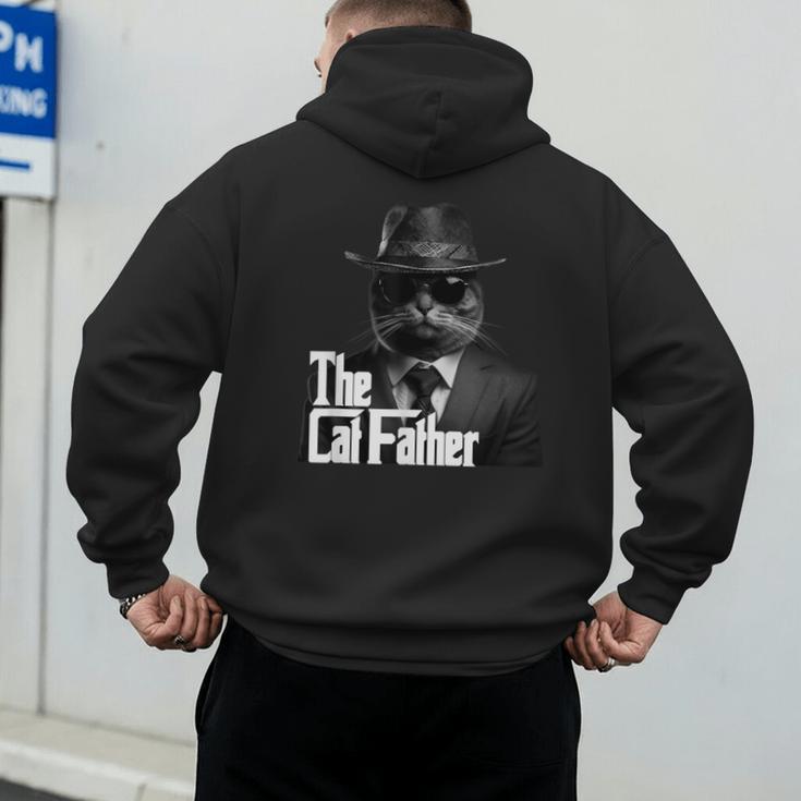 The Catfather Fathersday Best Birthday Cat Dad Men's Hoodie Back Print