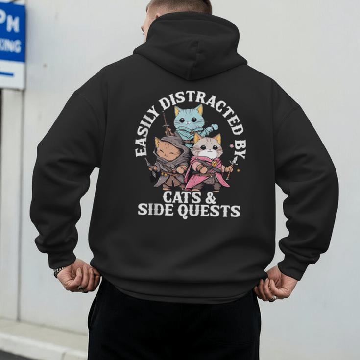 Cats Side Quest Distracted Tabletop Men Women Kids Dad Men's Hoodie Back Print