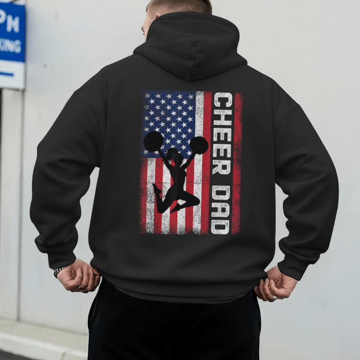 Cheer Dad American Flag Cheerleader Support Men's Hoodie Back Print