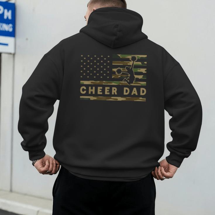 Cheer Dad Camo American Flag Cheerleader Supporter Men's Hoodie Back Print