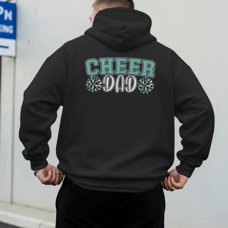 Cheer Dad My Favorite Cheerleader Calls Me Dad Teal Blue Men's Hoodie Back Print