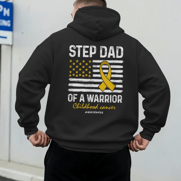 Childhood Cancer Survivor Support Step Dad Of A Warrior Men's Hoodie Back Print