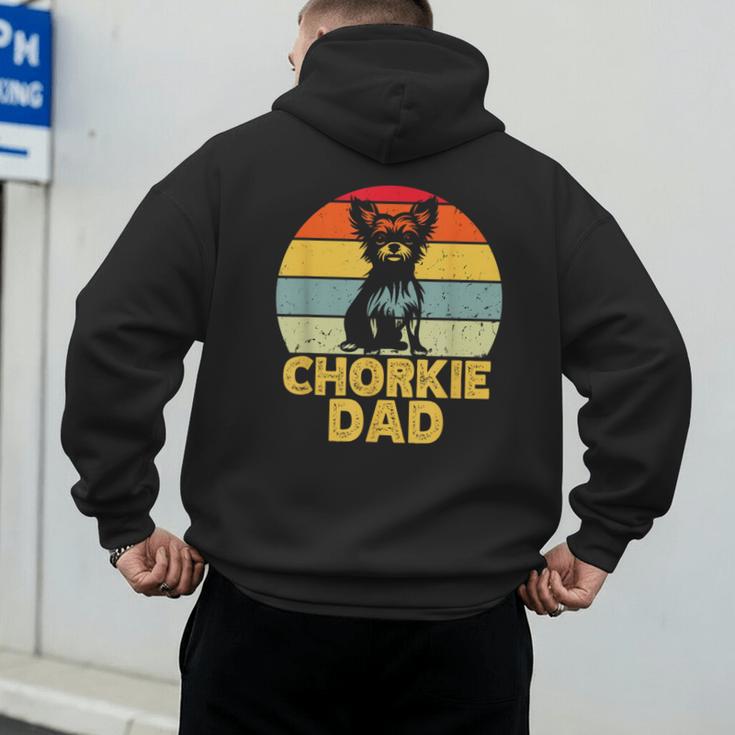 Chorkie Dad Retro Sunset Chihuahua Yorkie Mix Lover Men's Hoodie Back Print